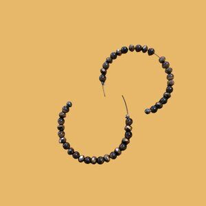 Dainty Bronze Brown Beaded Open Hoop Earrings